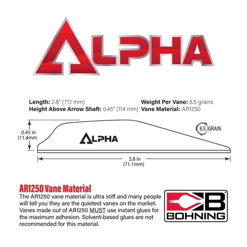 Bohning Vanes Alpha AR1250 2.8" (100 Pcs.)