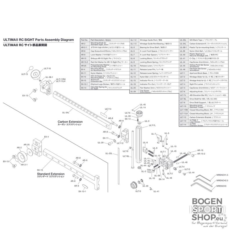 Shibuya Ultima RC / RC II Sight Parts