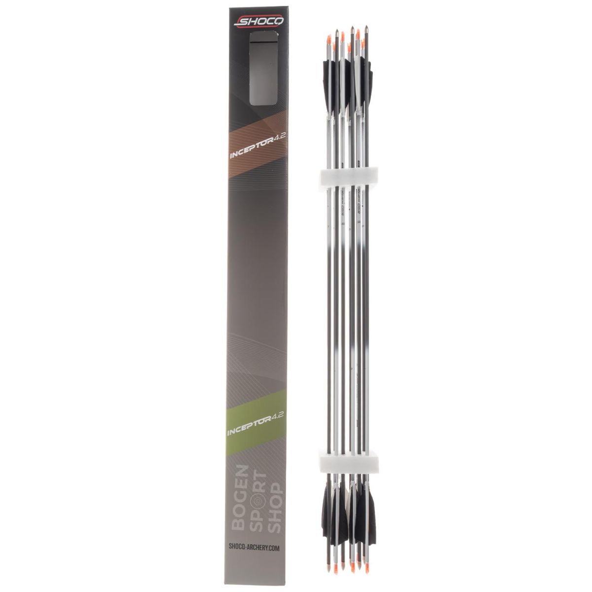 Shocq Flèches Montées Inceptor 4.2 mm avec Plumes Naturelles (par 12)