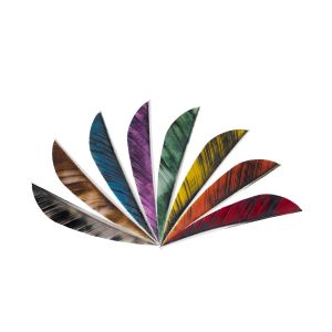 50Pk Archery 3" Left Wing Parabolic Natural Barred Feather Fletching 